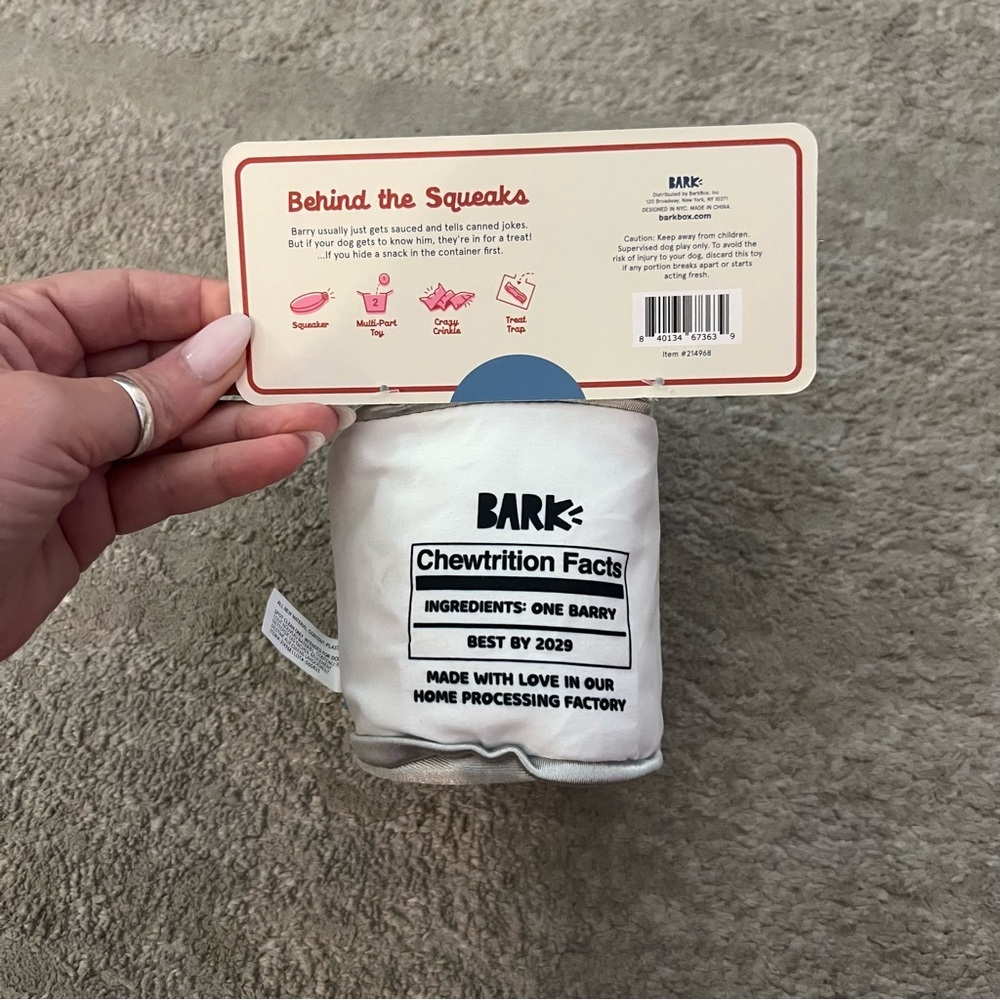 NWT Bark Canned Barry Sauce Dog Toy - Picture 7 of 10
